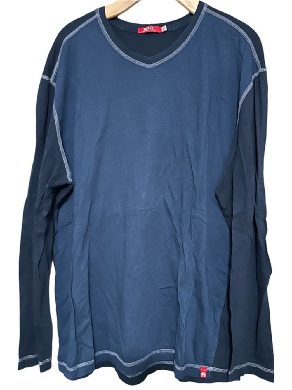 Agave Men’s Size XL Navy Blue Colorblock Long Sleeve Crew Neck T-Shirt Tee